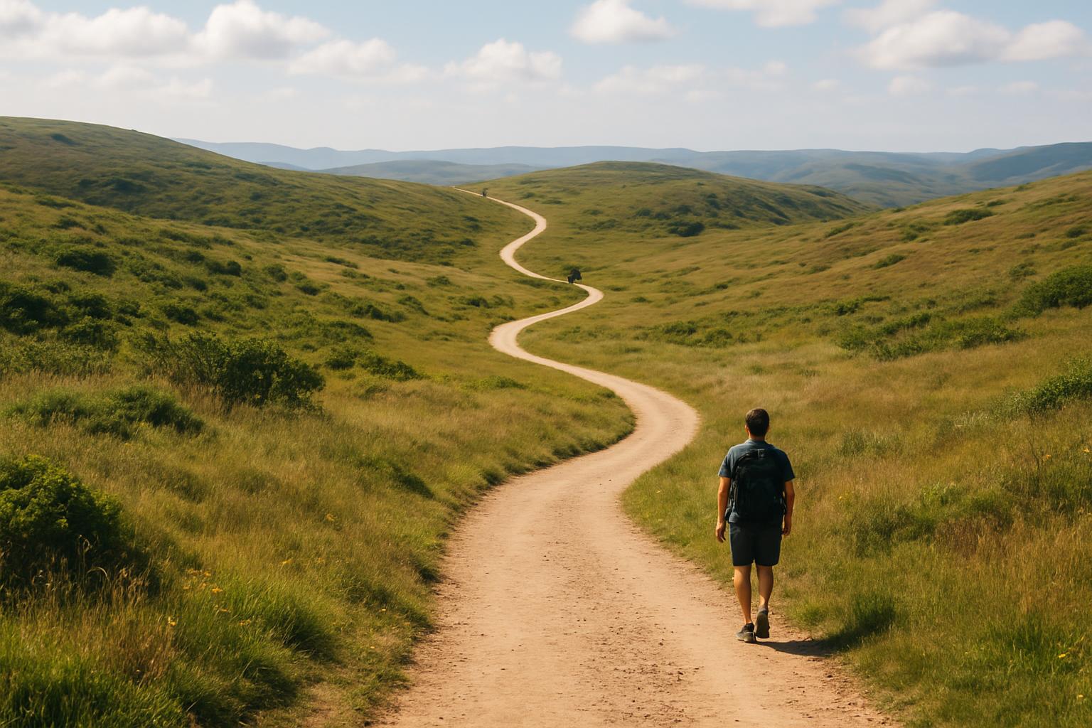 Long winding trail stretching toward a distant horizon