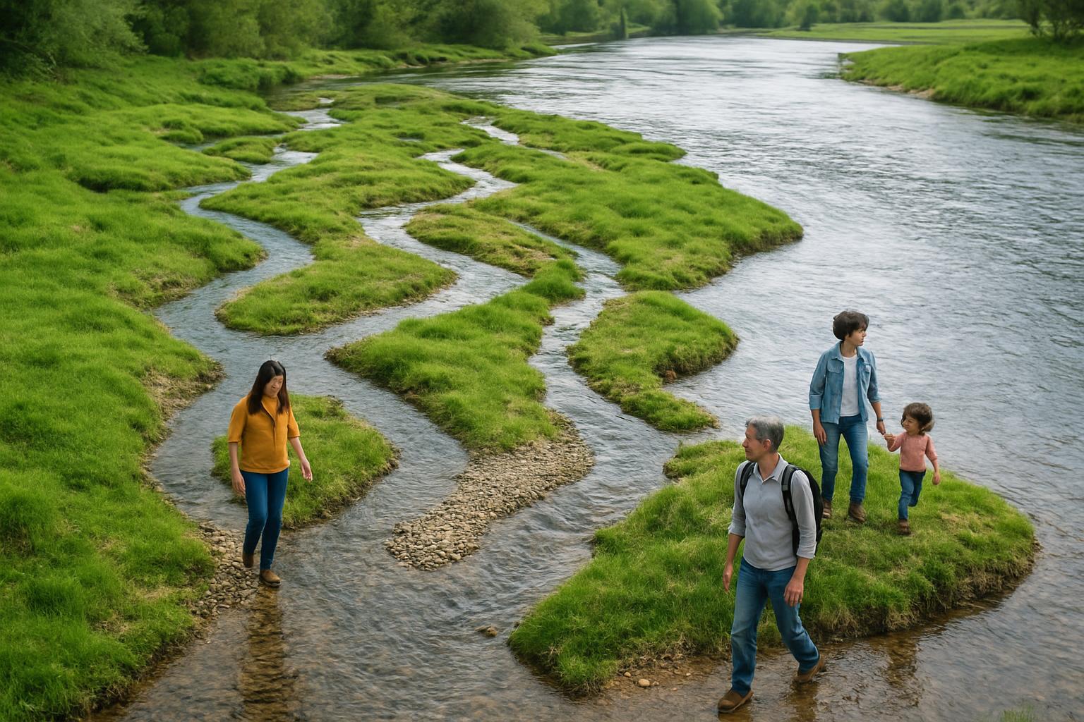 Many small streams feeding a larger river