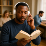 Language learner naturally acquiring new vocabulary through reading and listening