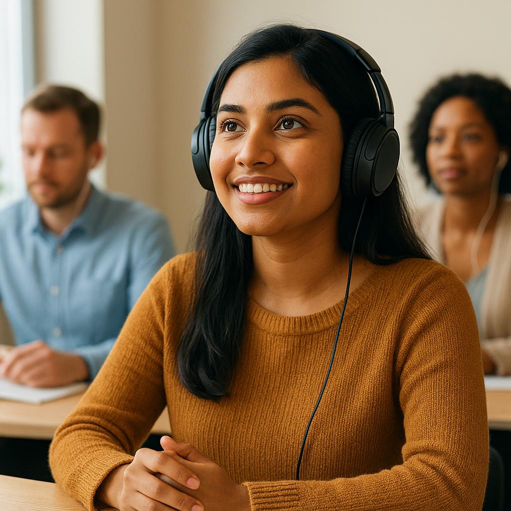 Adult learner becoming more attentive and confident through regular listening
