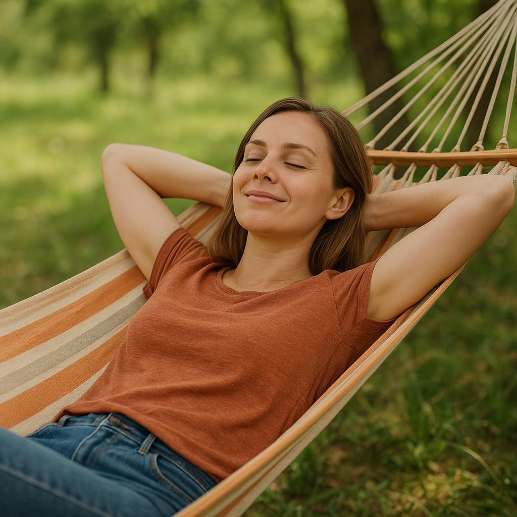 Person relaxing comfortably in a hammock, illustrating the expression ficar de boa