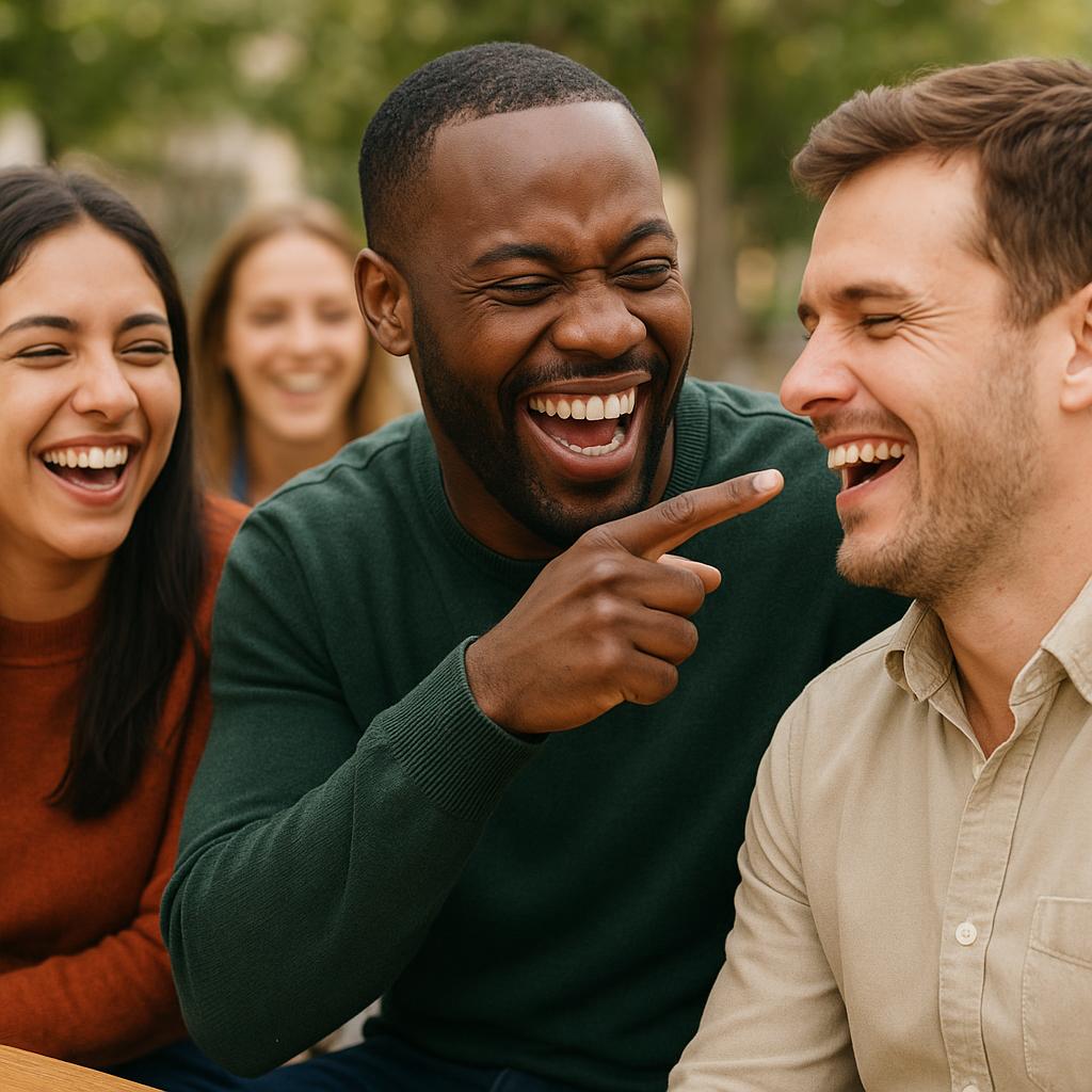 Friends joking with one another, illustrating tomar el pelo