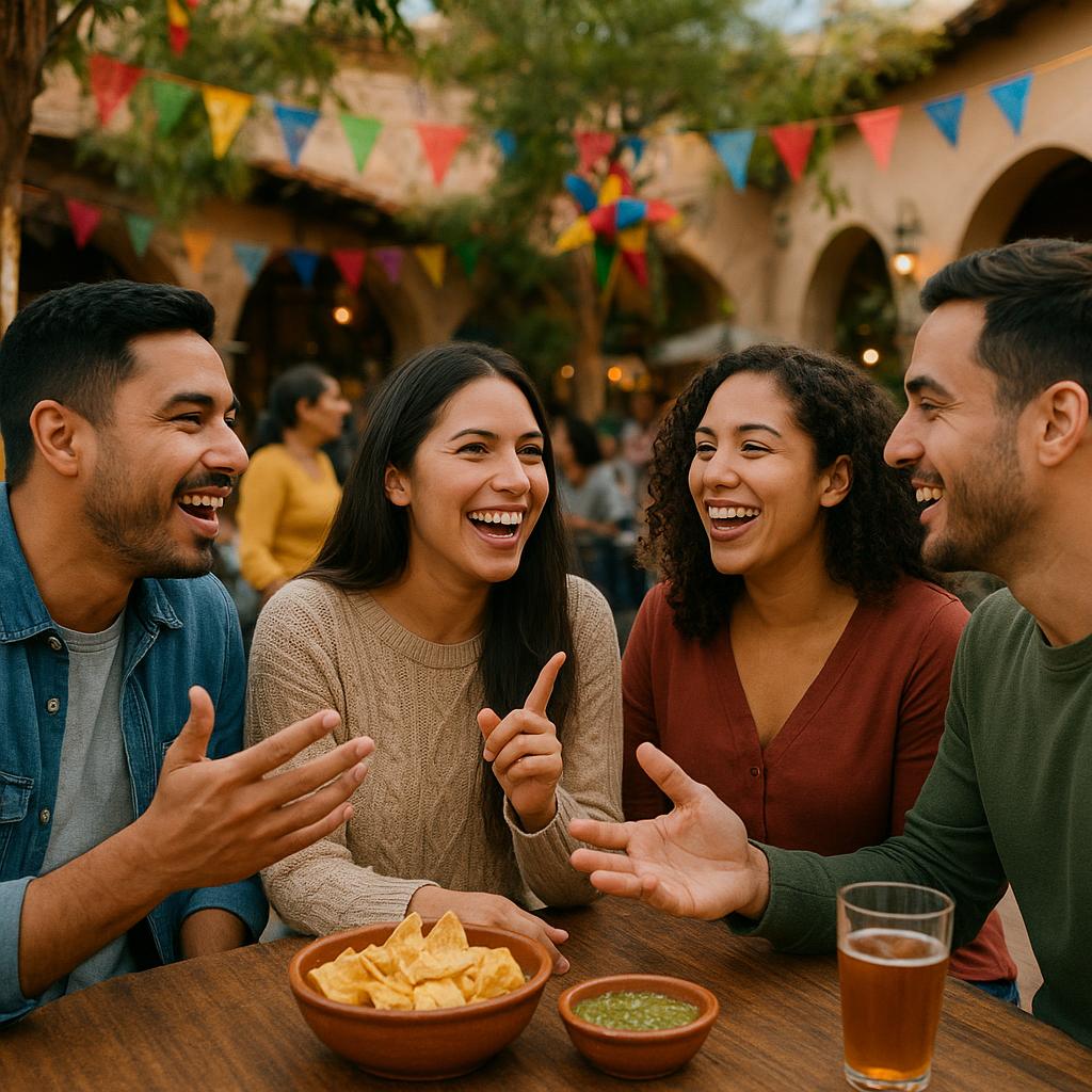 People using popular Mexican expressions in conversation