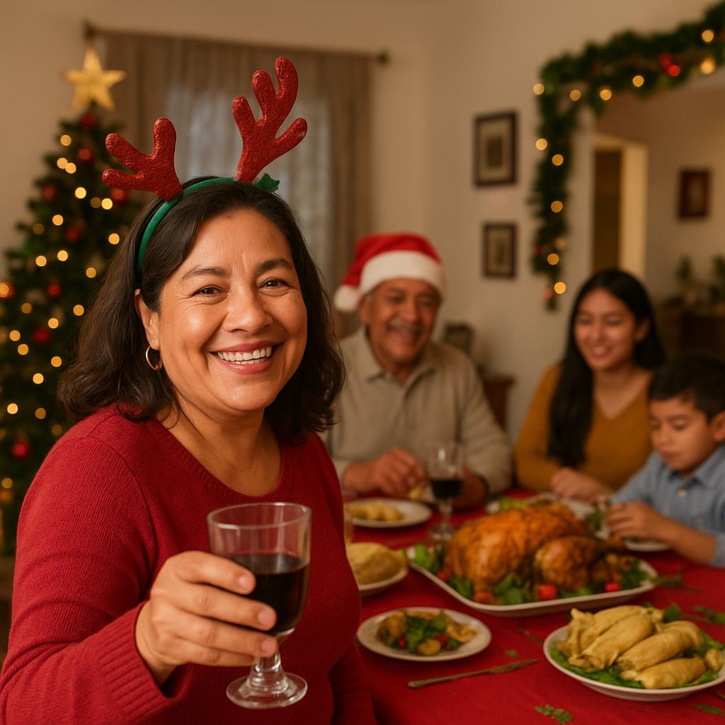 Christmas celebration in a Latin American home during the holiday season