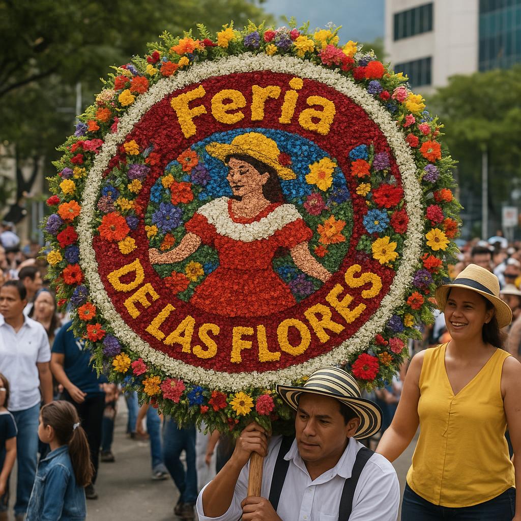 Medellín's Flower Festival featuring elaborate floral displays