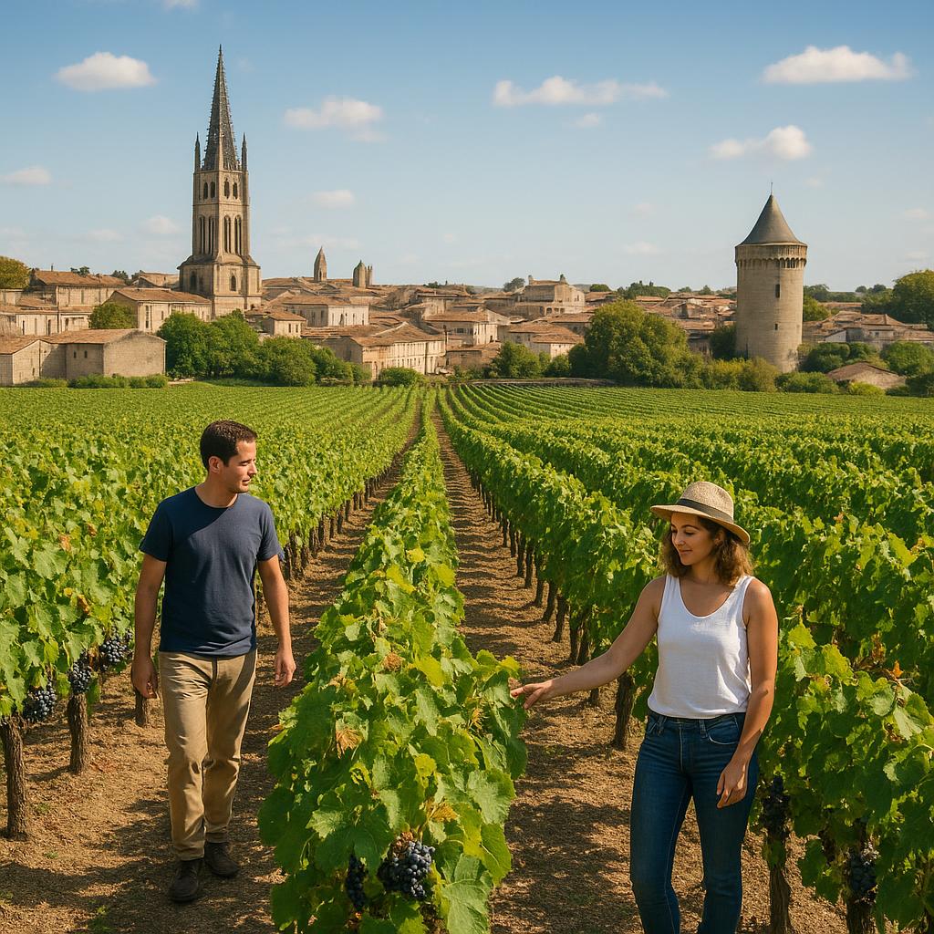Vineyards and historic architecture in Bordeaux