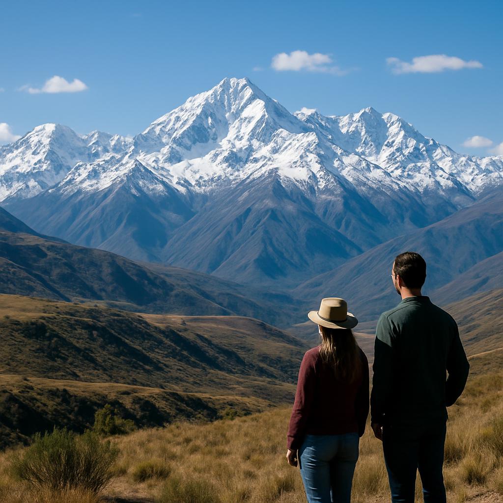 Snow-capped Andes mountains stretching across South America