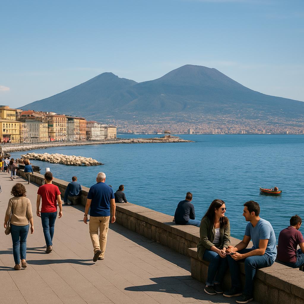 View of Naples with Mount Vesuvius in the background