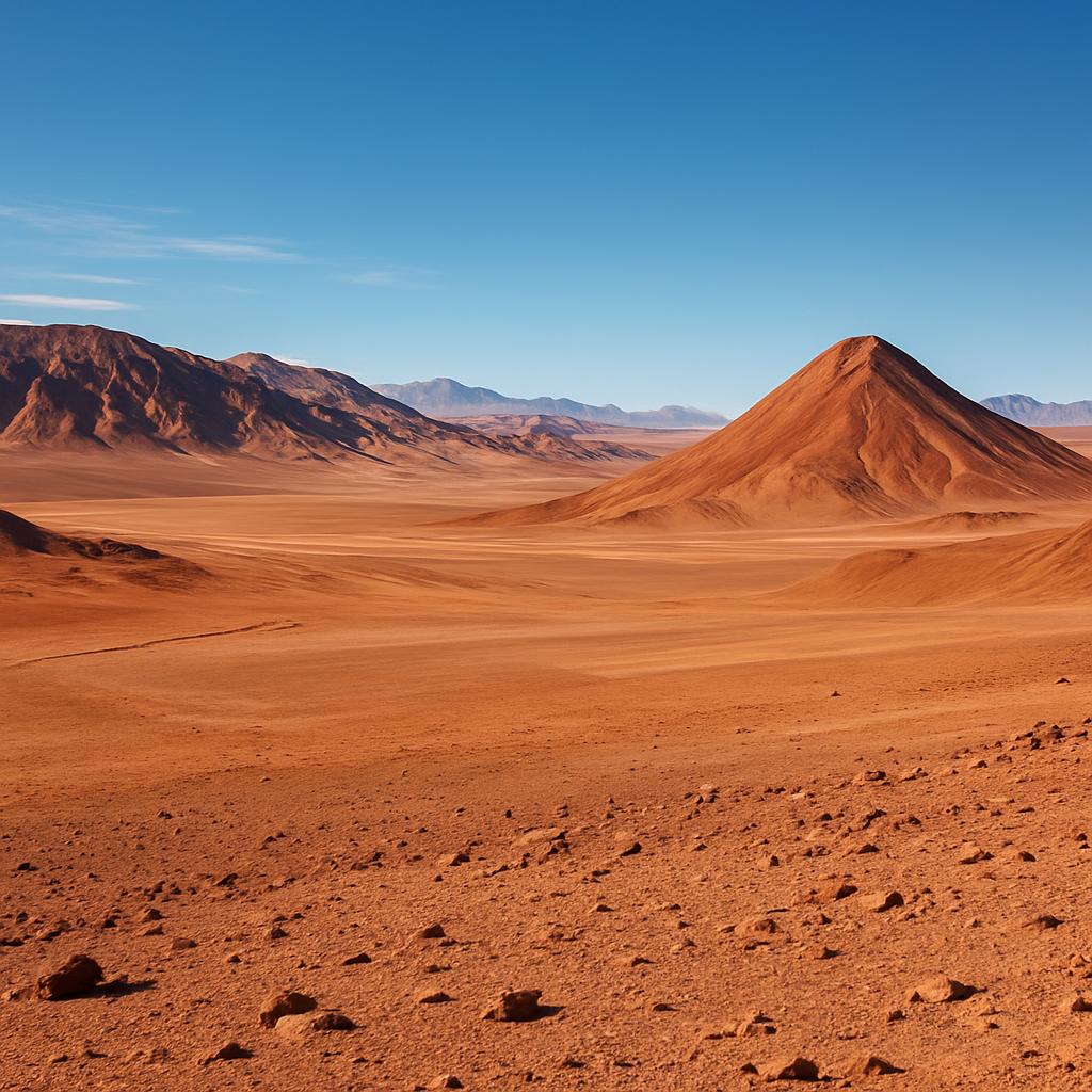 The Atacama Desert under a clear sky and dramatic landscape