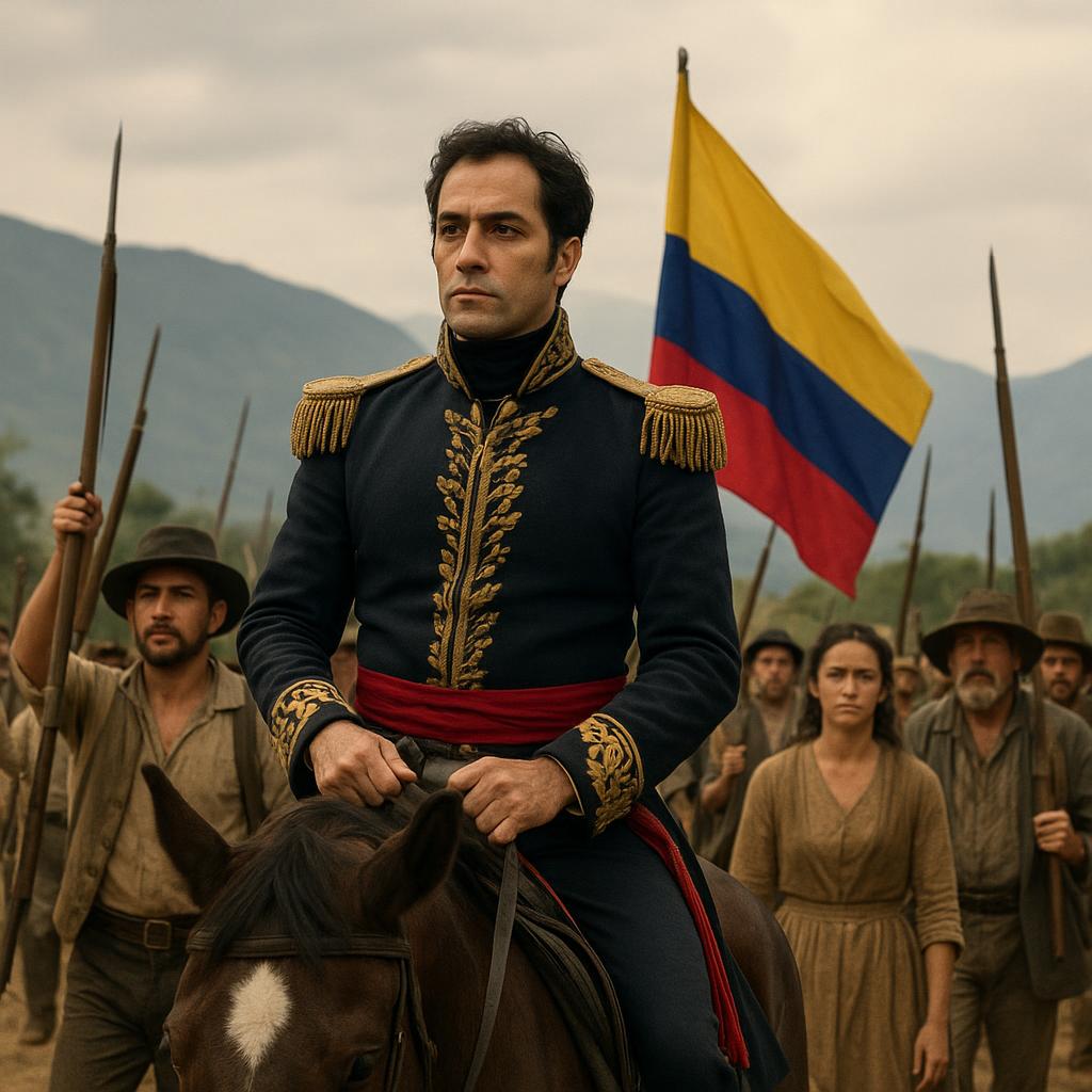 Simón Bolívar leading independence movements in South America