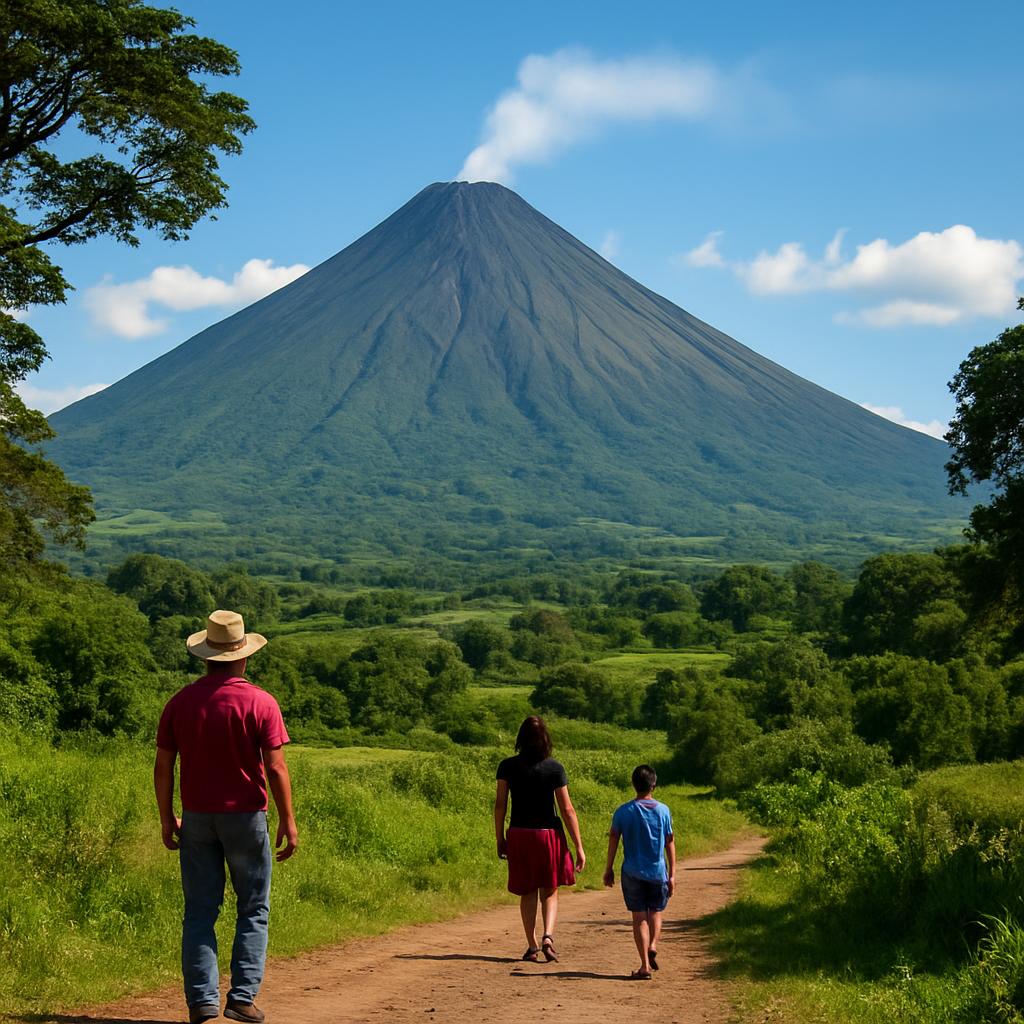 Volcano rising above the landscape in Central America