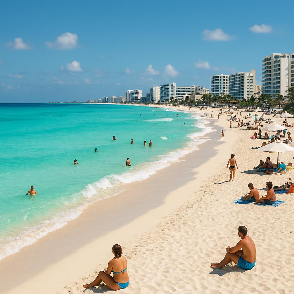 Turquoise waters and white-sand beaches in Cancún