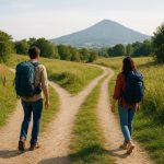 Two travelers taking different routes toward the same destination