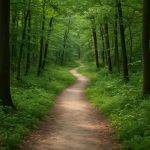 Forest path becoming clearer as it winds through the trees
