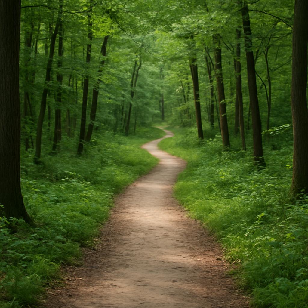 Forest path becoming clearer as it winds through the trees