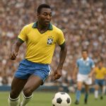 Pelé during his football career representing Brazilian excellence in sport