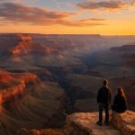 View across the Grand Canyon at sunset