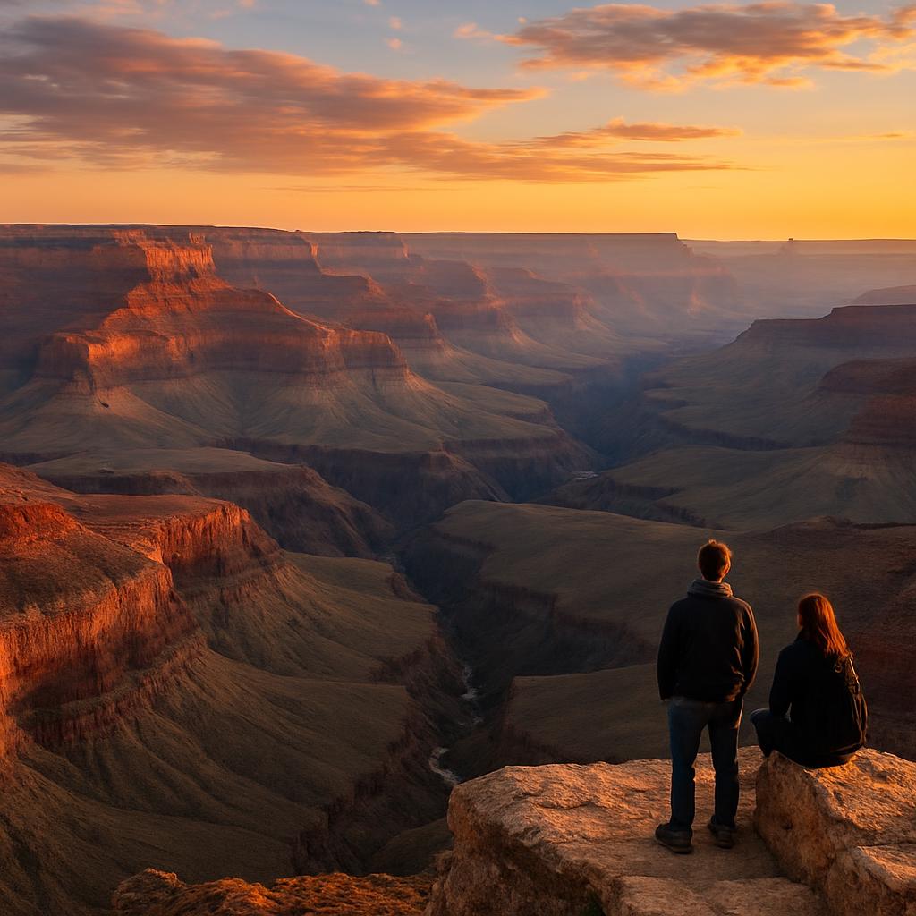 View across the Grand Canyon at sunset