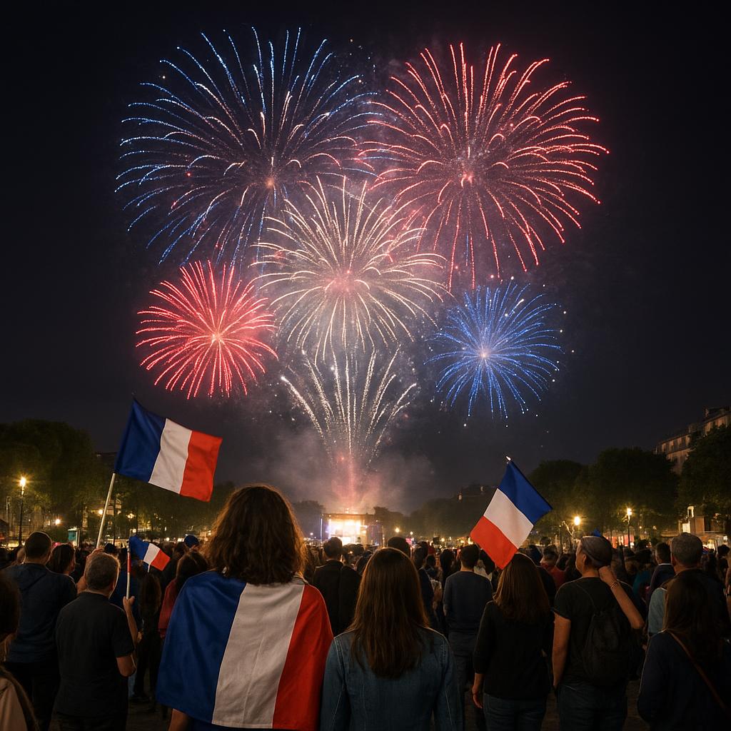 Fireworks and celebrations on Bastille Day