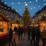 French Christmas market decorated for the holidays