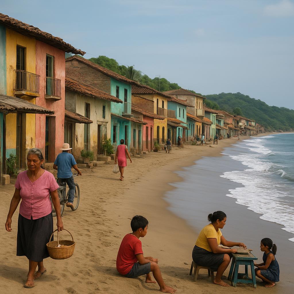 Daily life in a small coastal town in Latin America