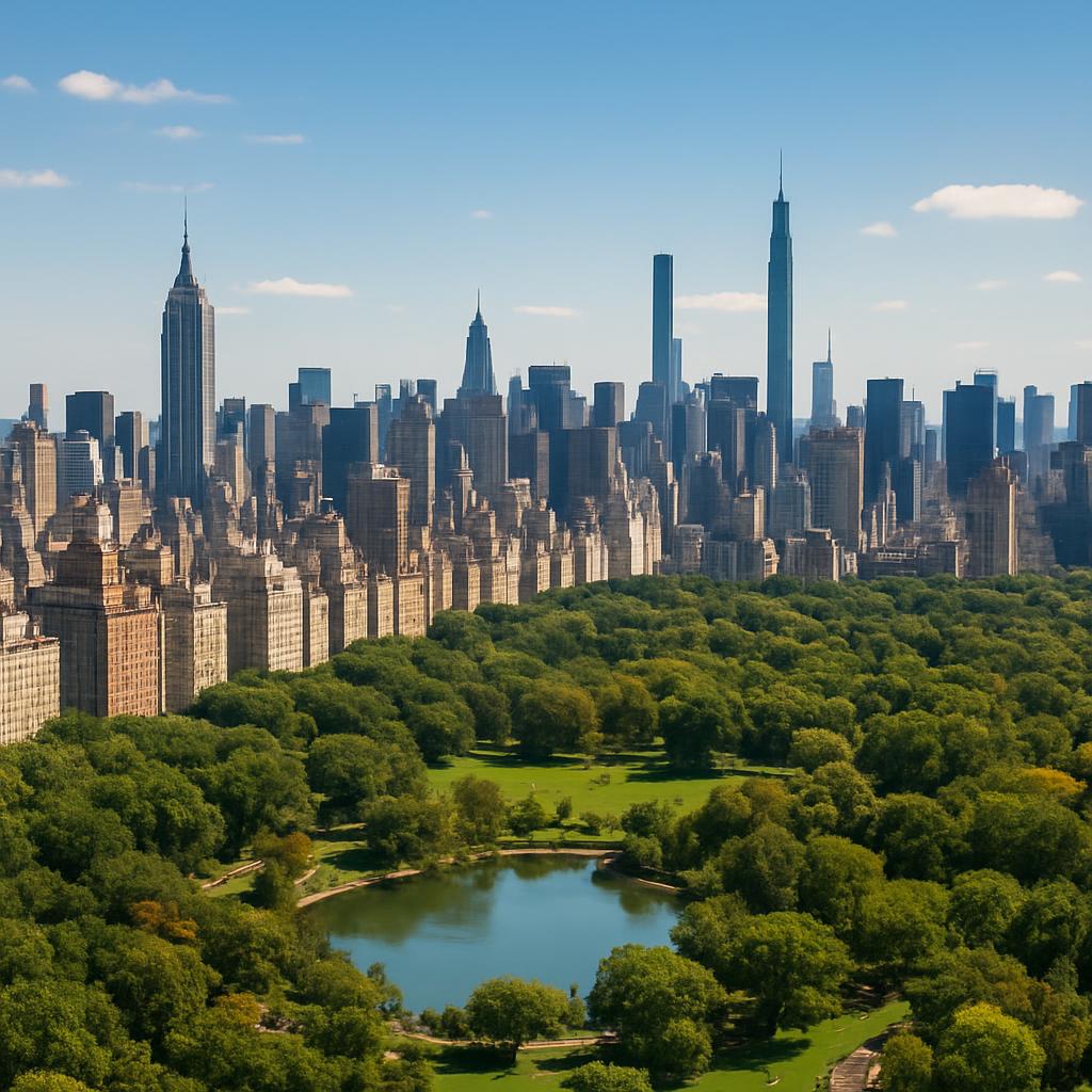 New York skyline with Central Park and surrounding buildings