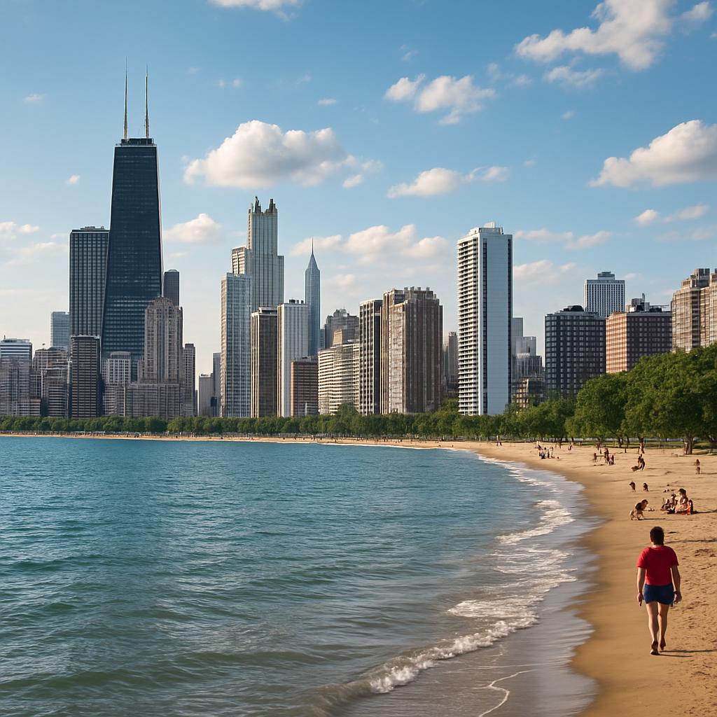 Chicago skyline viewed from Lake Michigan