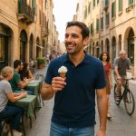 Italian resident enjoying a normal day in town