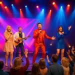 Colorful concert stage with Schlager performers