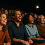Audience enjoying a French comedy film