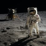 Astronaut standing on the Moon during Apollo 11