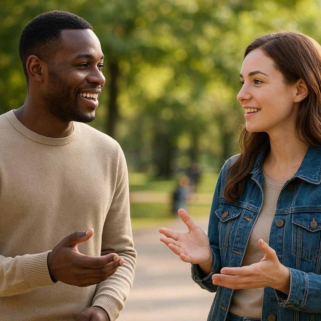 Two strangers beginning a friendly conversation