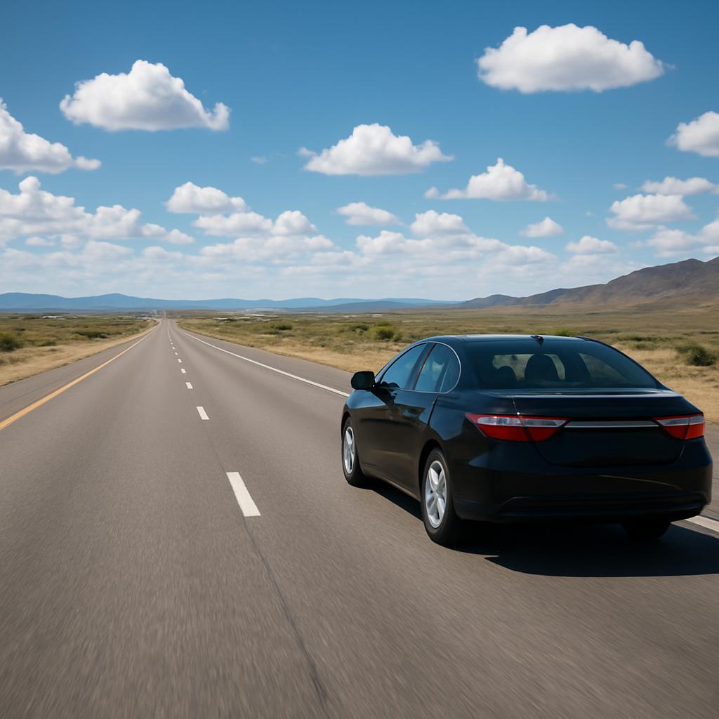 Car driving along an open highway