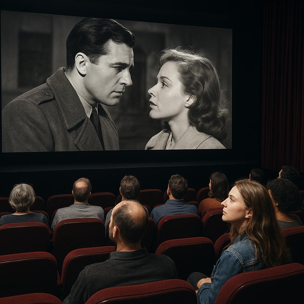 Cinema screen showing a classic German film