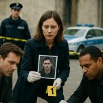 Television detective scene with investigators