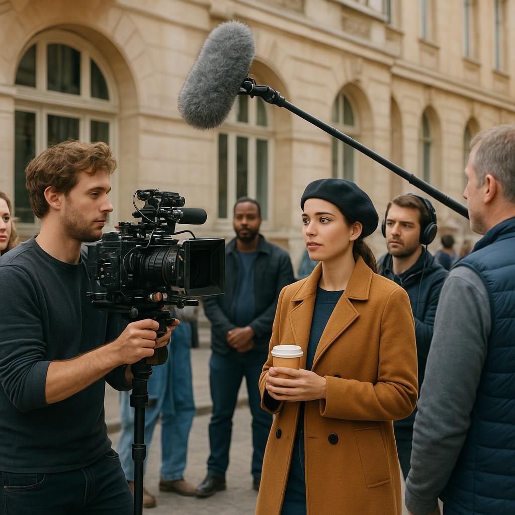 Modern French film production set