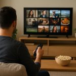 Person watching streaming content at home