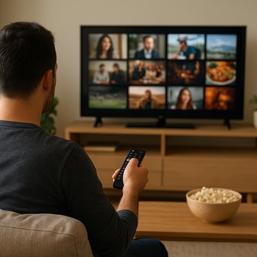 Person watching streaming content at home