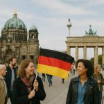 Modern Berlin with historic landmarks
