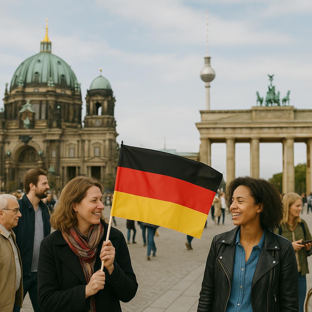 Modern Berlin with historic landmarks