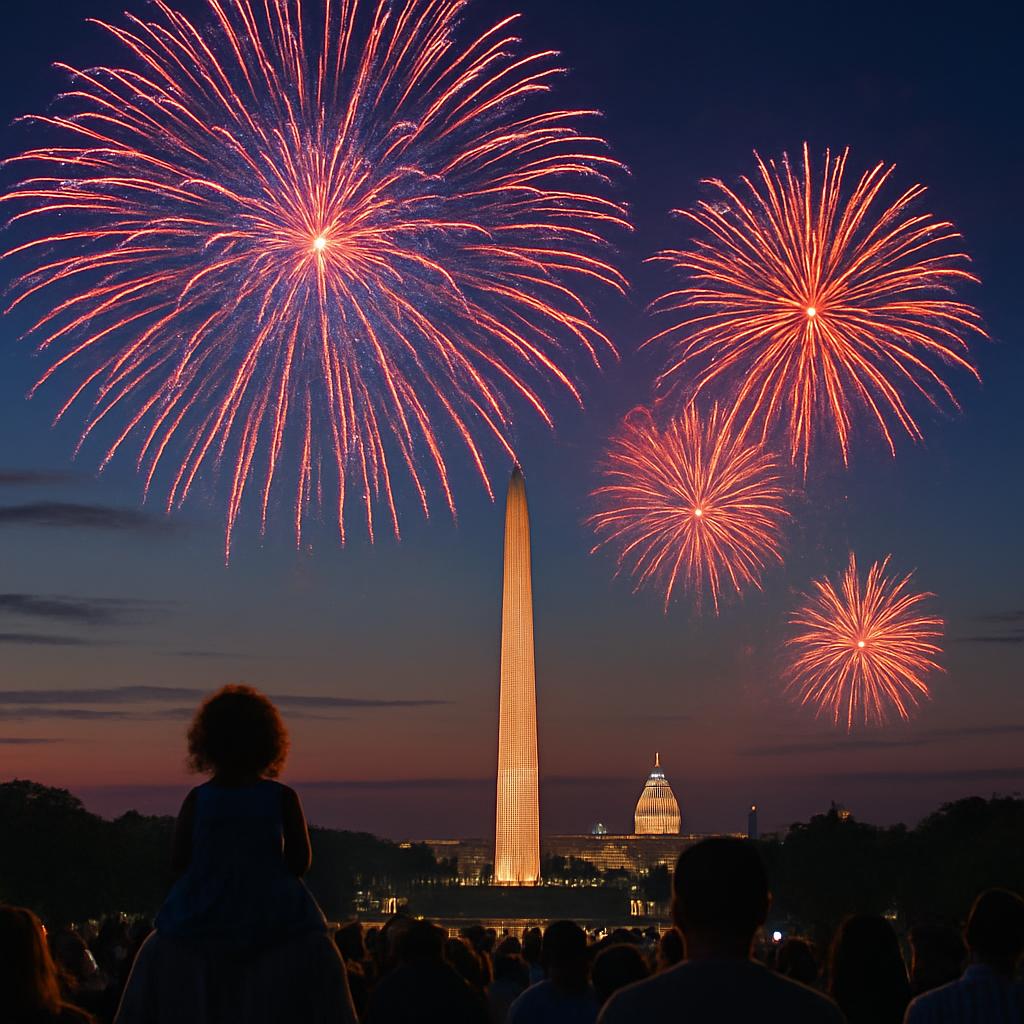 Fireworks over the National Mall in Washington, D.C.
