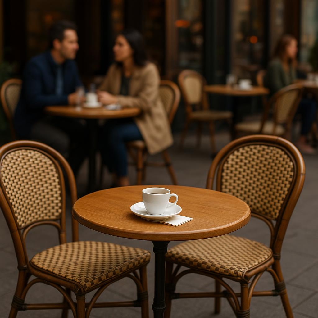 Empty café table representing a missed meeting