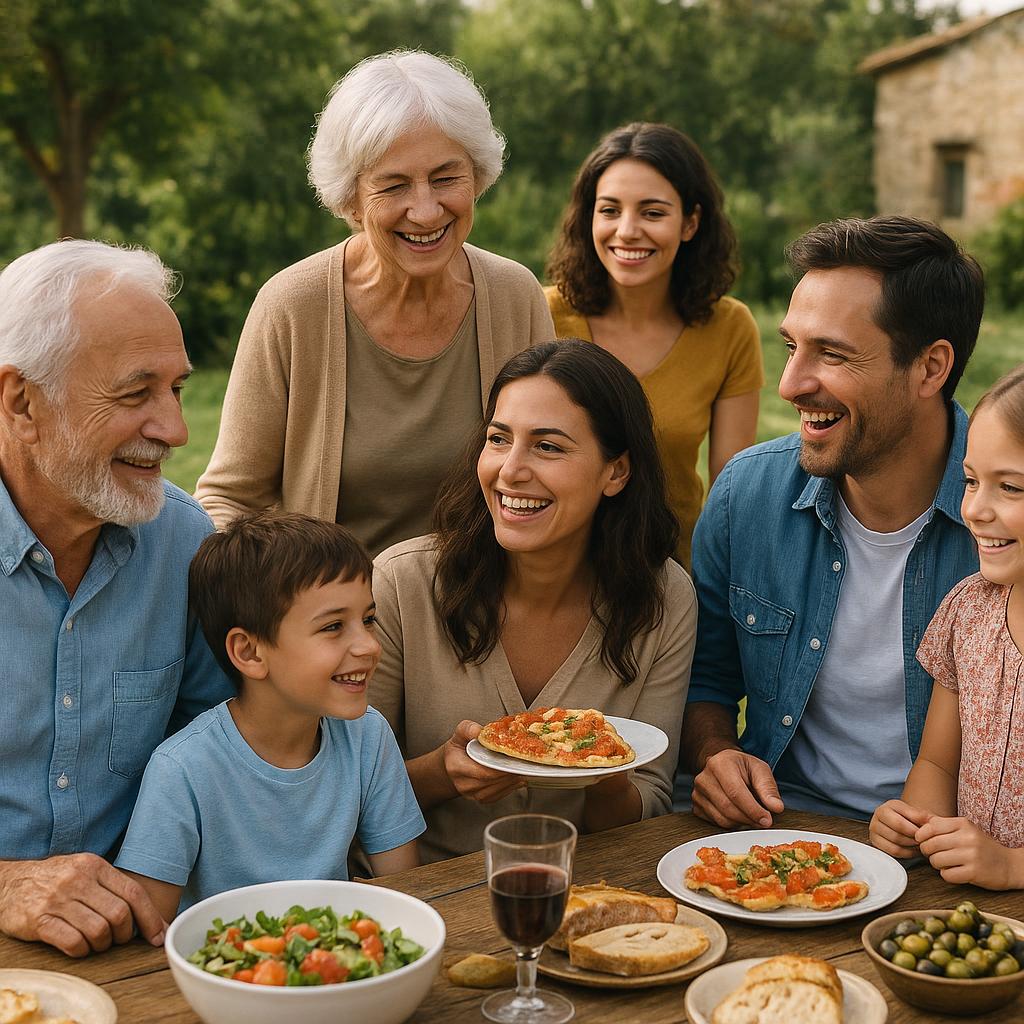 Several generations gathered together outdoors