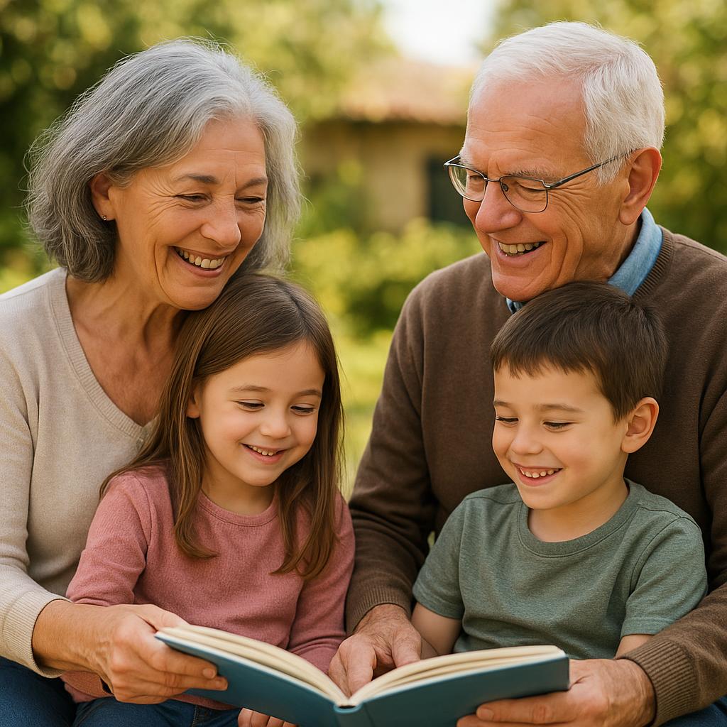 Grandparents spending time with grandchildren