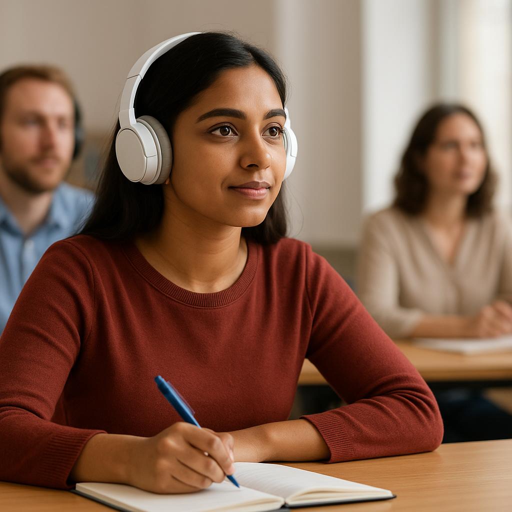 Adult learner becoming more attentive and confident through regular listening