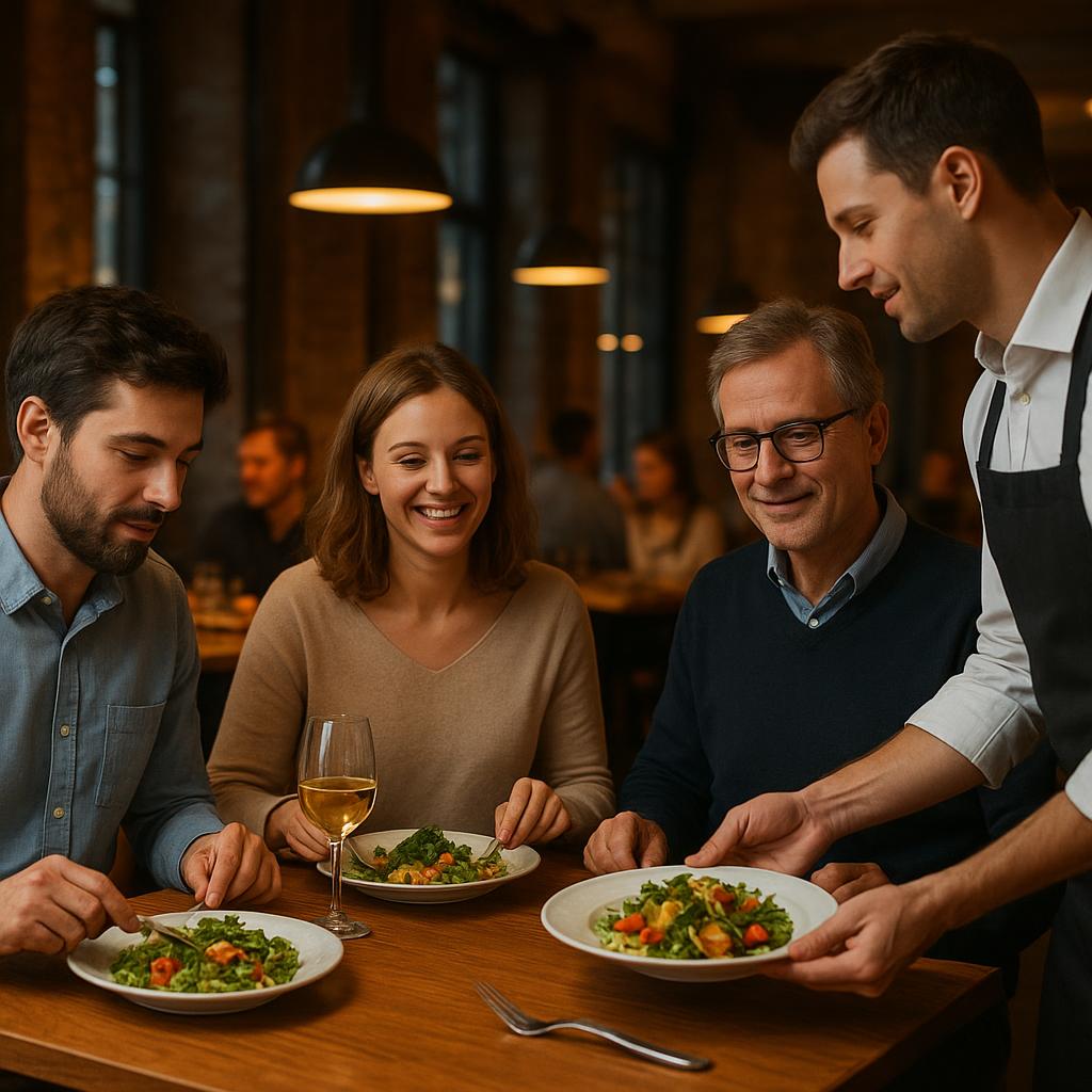 Gäste essen in einem gemütlichen Restaurant