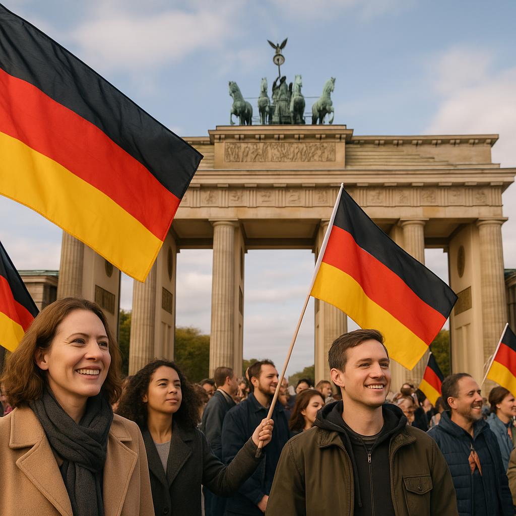 German flags in front of the Brandenburg Gate