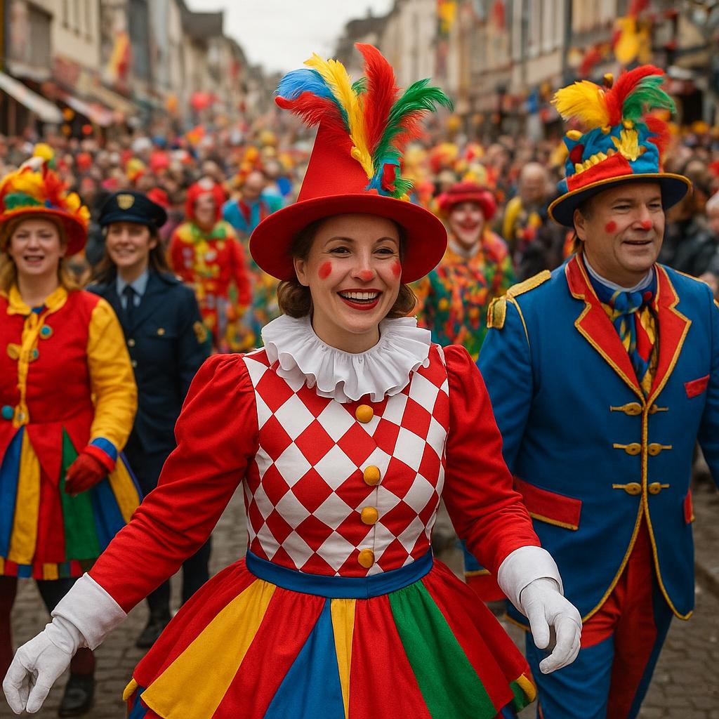 Colorful carnival parade with costumes