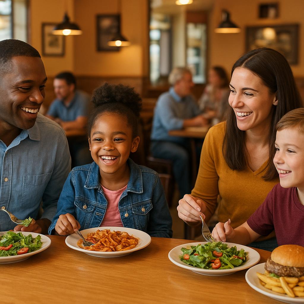 Table set for a meal in a family restaurant