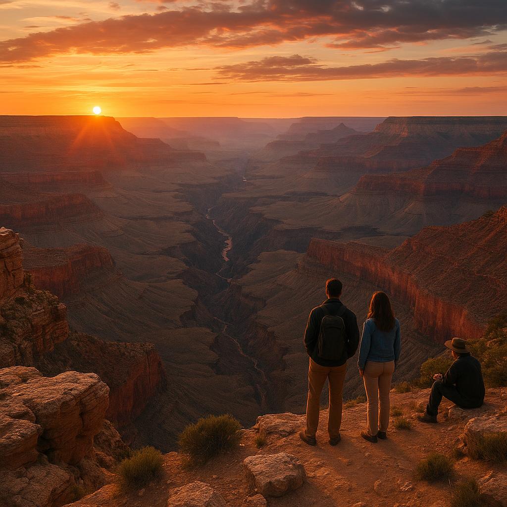 View across the Grand Canyon at sunset